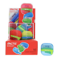 Milan Factis Sharpener & Eraser Capsule - 3 Assorted  - Convenient Sharpener and Eraser for School and Office
