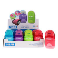 Milan Capsule Single Hole Sharpener & Eraser - 4 Assorted  - Essential Sharpener and Eraser Combo for School Supplies