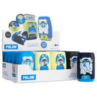 Milan Twin Hole Sharpener & Eraser The Yeti - 3 Assorted  - Fun Themed Sharpener and Eraser for Kids