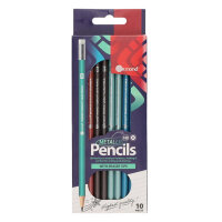 Ormond Pack of 10 Hb Rubber Tipped Pencils - Metallic - Metallic Finish Pencils for School and Art