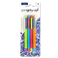 Proscribe Card 4 Semigel Script Retractable Gel Pens Pack of  4
