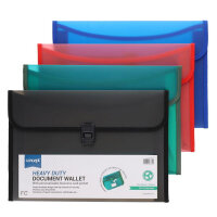 Concept Foolscap Heavy Duty Button Document Wallet 4 Assorted Strong and Practical