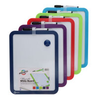 Magnetic Dry Wipe Whiteboard With Dry Wipe Marker 285x215mm - 5 Asst Colours