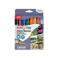 Pentel Paint Marker Medium Bullet Tip Assorted (Pack of 8) YMMP10&#47;8-M
