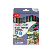 Pentel Paint Marker Medium Bullet Tip Assorted Metallic (Pack of 8) YMMP10&#47;8MET-M