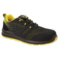Portwest FT08 Compositelite Wire Lace Safety Trainer Knit S1P Black/Yellow 40