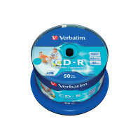 Verbatim CD-R AZO 52x 700MB Wide Inkjet Printable Spindle (Pack of 50) 43438 Verbatim CD-R AZO 52x 700MB Wide Inkjet Printable Spindle (Pack of 50) 43438