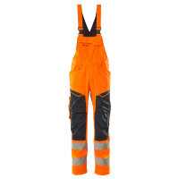 Mascot Bib & Brace With Kneepad Pockets 19569-236 Accelerate Safe Stretch Zones, Two-Toned, Prowash,Hi-Vis Orange/Dark Navy,L35W32.5