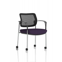 Brunswick Deluxe With Arms Chrome Frame With Castors Mesh Back Bespoke Colour Seat Tansy Purple