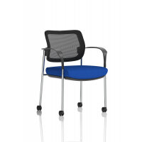 Brunswick Deluxe With Arms Chrome Frame With Castors Mesh Back Bespoke Colour Seat Stevia Blue