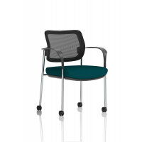 Brunswick Deluxe With Arms Chrome Frame With Castors Mesh Back Bespoke Colour Seat Maringa Teal