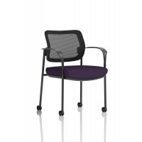 Brunswick Deluxe With Arms Black Frame With Castors Mesh Back Bespoke Colour Seat Tansy Purple