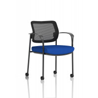 Brunswick Deluxe With Arms Black Frame With Castors Mesh Back Bespoke Colour Seat Stevia Blue