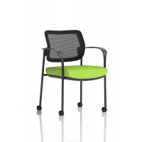 Brunswick Deluxe With Arms Black Frame With Castors Mesh Back Bespoke Colour Seat Myrrh Green