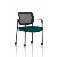 Brunswick Deluxe With Arms Black Frame With Castors Mesh Back Bespoke Colour Seat Maringa Teal