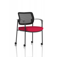 Brunswick Deluxe With Arms Black Frame With Castors Mesh Back Bespoke Colour Seat Bergamot Cherry