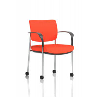 Brunswick Deluxe With Arms Chrome Frame With Castors Bespoke Colour Back And Seat Tabasco Orange