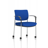 Brunswick Deluxe With Arms Chrome Frame With Castors Bespoke Colour Back And Seat Stevia Blue