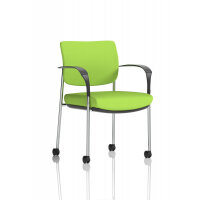 Brunswick Deluxe With Arms Chrome Frame With Castors Bespoke Colour Back And Seat Myrrh Green