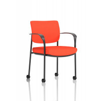 Brunswick Deluxe With Arms Black Frame With Castors Bespoke Colour Back And Seat Tabasco Orange