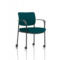 Brunswick Deluxe With Arms Black Frame With Castors Bespoke Colour Back And Seat Maringa Teal