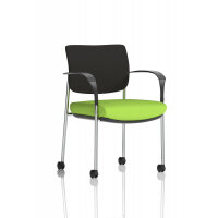 Brunswick Deluxe With Arms Chrome Frame With Castors Black Fabric Back Bespoke Colour Seat Myrrh Green