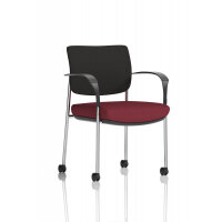 Brunswick Deluxe With Arms Chrome Frame With Castors Black Fabric Back Bespoke Colour Seat Ginseng Chilli