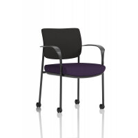 Brunswick Deluxe With Arms Black Frame With Castors Black Fabric Back Bespoke Colour Seat Tansy Purple