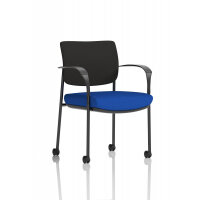 Brunswick Deluxe With Arms Black Frame With Castors Black Fabric Back Bespoke Colour Seat Stevia Blue