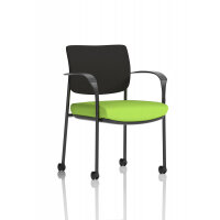 Brunswick Deluxe With Arms Black Frame With Castors Black Fabric Back Bespoke Colour Seat Myrrh Green