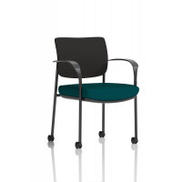 Brunswick Deluxe With Arms Black Frame With Castors Black Fabric Back Bespoke Colour Seat Maringa Teal