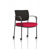 Brunswick Deluxe With Arms Black Frame With Castors Black Fabric Back Bespoke Colour Seat Bergamot Cherry