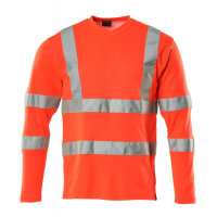 Mascot T-Shirt, Long-Sleeved 18281-995 Safe Classic Premium, V-Neck  Hi-Vis Red Xl