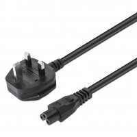Manhattan Power Cord/Cable, UK 3-pin plug to C5 Female (cloverleaf/triangular), 1.8m, 16A, Lifetime Warranty