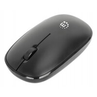 Manhattan MW3050 Wireless Optical Mouse, Black, 1200dpi, 2.4Ghz (up to 10m), USB, Ambidextrous, Three Button with Scroll Wheel, USB-A nano receiver, AA battery (included), Low friction base, USB version (most popular type, which is USB-A), Three Year Warr