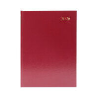 5 Star Desk Diary Day Per Page A5 Burgundy 2026 KFA51BG26