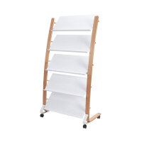 Alba Mobile Wide Literature Display 5x3 Compartments A4 Natural Frame White Compartments DD5GMW BC