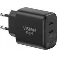 Vision TC-PUSBCEU/65 mobile device charger Universal Black AC Fast charging Indoor