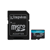 Kingston Technology 128GB microSDXC Canvas Go Plus Gen4 200MB/s A2 U3 V30 Card + Adapter
