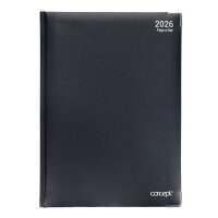 Concept 2026 A4 Diary Page A Day - Black