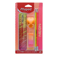 Maped 5Pce Stationery Set - Neon