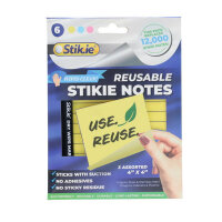 Stik-Ie Pkt.6 Reusable Stikie Notes 4Cmx4Cm - 3 Asst.