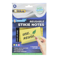 Stik-Ie Pkt.6 Reusable Stikie Notes 4 X 6 - 3 Asst.