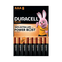 Duracell Plus AAA Battery Alkaline 100% Extra Life Power Boost (Pack of 8) 5009380+