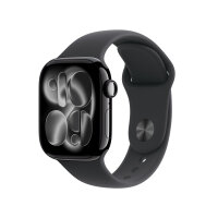 Apple Watch Series 11 GPS 42mm Jet Black Aluminium Case with Black Sport Band - M/L