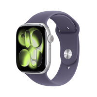 Apple Watch Series 11 GPS 46mm Silver Aluminium Case with Purple Fog Sport Band - M/L
