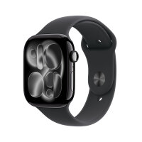 Apple Watch Series 11 GPS + Cellular 46mm Jet Black Aluminium Case with Black Sport Band - S/M