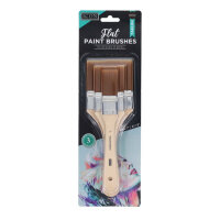 Icon Flat Paint Brushes - Brown Taklon Pack of 3