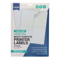 Concept A4 Multi-Purpose Printer Labels 139x99mm - 4 Labels Per Sheet Pack of  25 Sheets