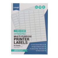 Concept A4 Multi-Purpose Printer Labels - 65 Labels Per Sheet Pack of 100 Sheets 21.2x38.1mm
